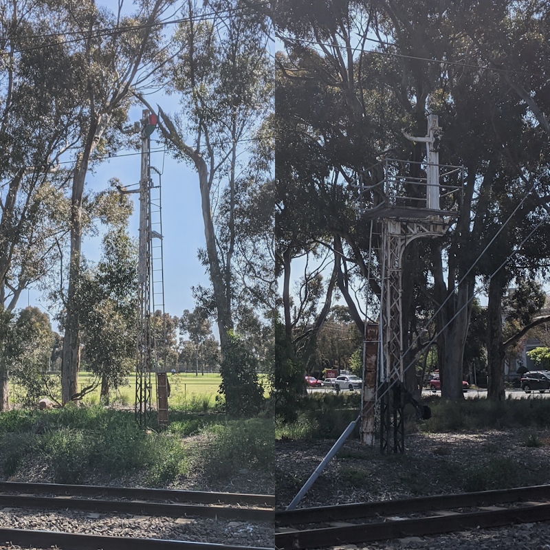 two semaphore signal posts
