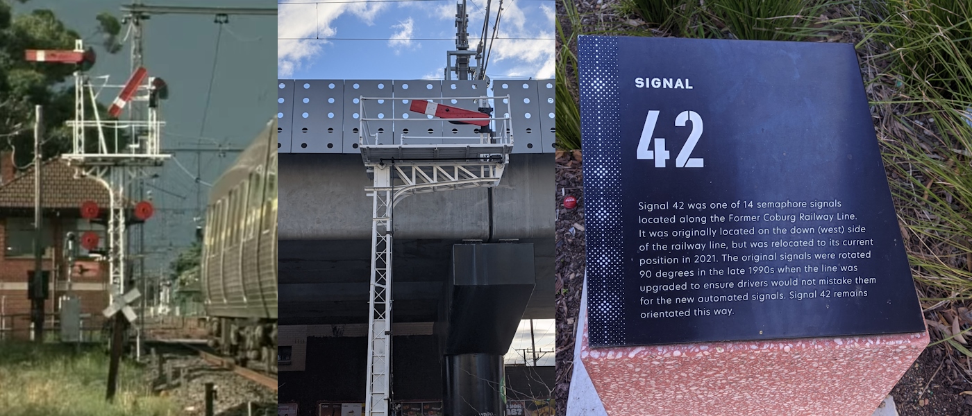a few photos of semaphore signals and an information sign